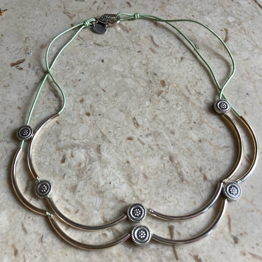 Lizzy James Mint Green Silver Double Strand Wrap Bracelet Necklace Sz M 52$